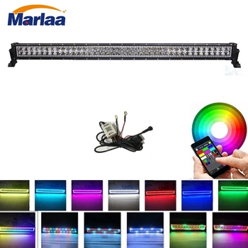 

42 Inch 240w Straight Led Light Bar with Chasing RGB halo ring Strobe Flashing Spot Flood Combo Beam Free wiring harness