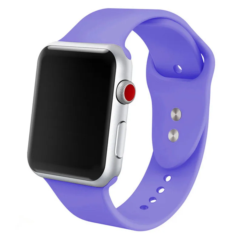 Спортивная мягкая силиконовая лента для наручных часов Apple Watch 4/3/2/1 Для мужчин's и Для женщин заменить Для мужчин t ремешок для наручных часов Iwatch серии 44/42/40/38 мм - Цвет ремешка: Purple