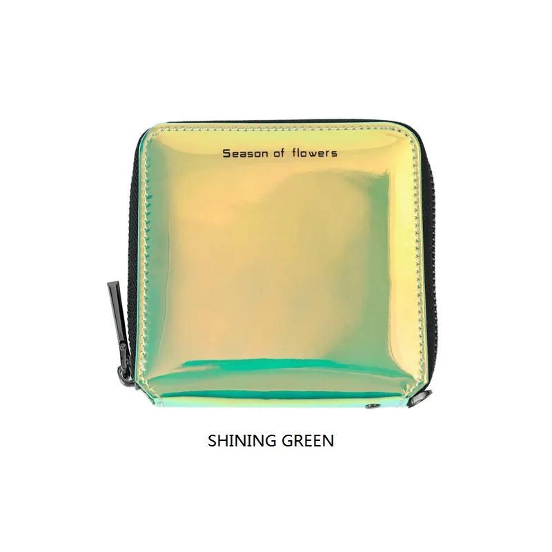 UOSC кошельки, геометрические светящиеся клатчи на молнии, сумочка для телефона, вместительная сумочка для монет, держатели с ремешками, сумки для женщин - Цвет: Shining green-S