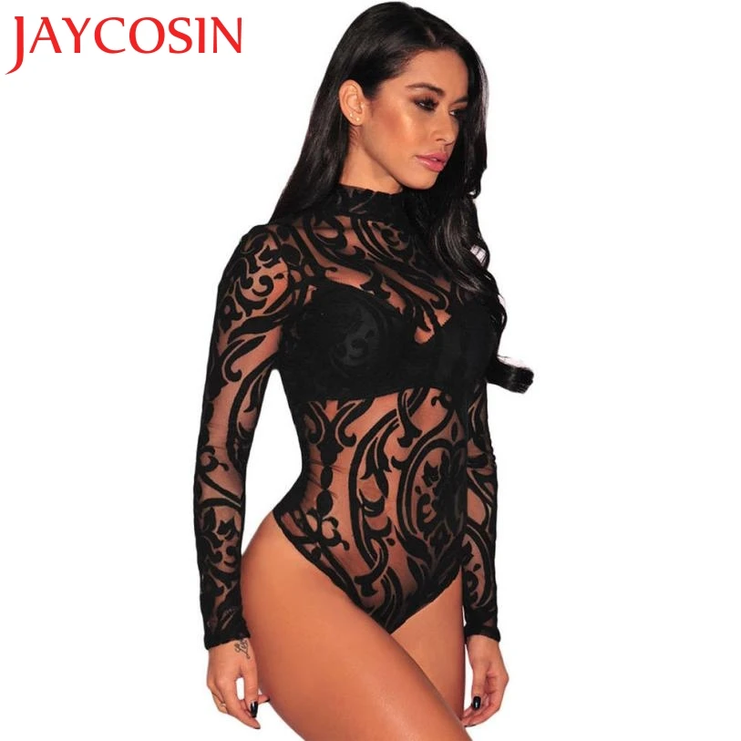 

JAYCOSIN Apparel Accessories Women's Clothing Jumpsuits Playsuits Bodysuits Female Gauze Ultrathin Mesh Long Sleeve DEC15