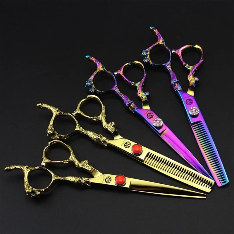 

Purple Dragon 6 Inch High Quality Professional Hairdressing Scissors Set Hair Cutting Thinning Barber Shears Kit Salon Equipment