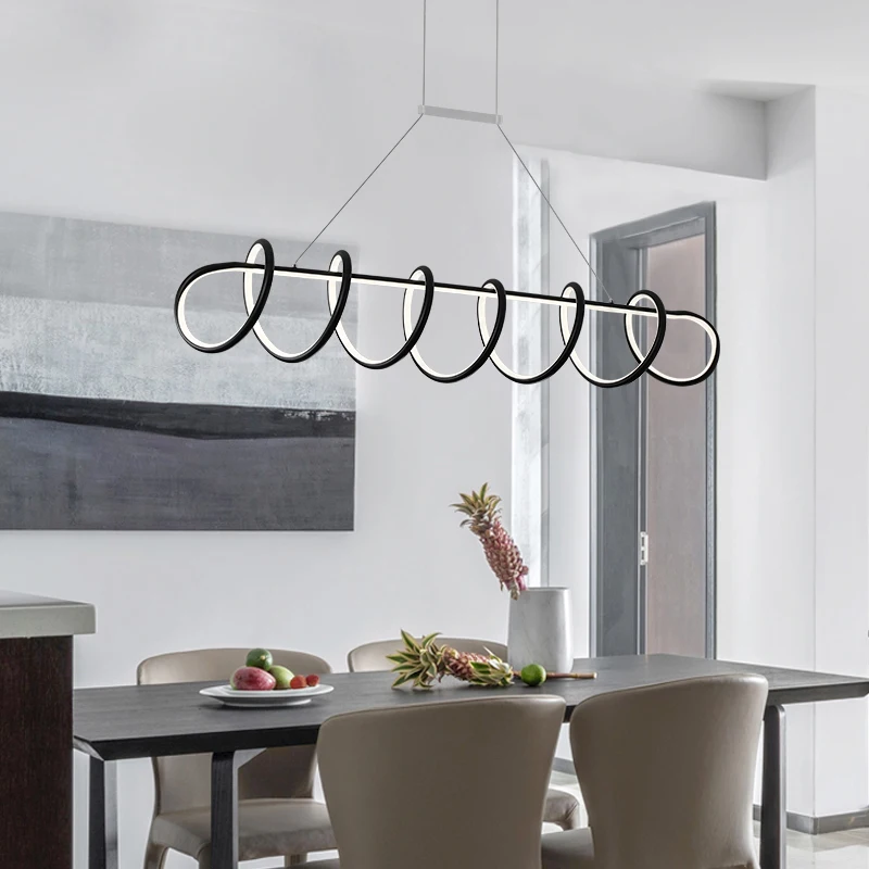 

L900/1200mm Creative modern LED pendant lights White/Black hanging pendant lamp for dining room living room kitchen AC85-265V