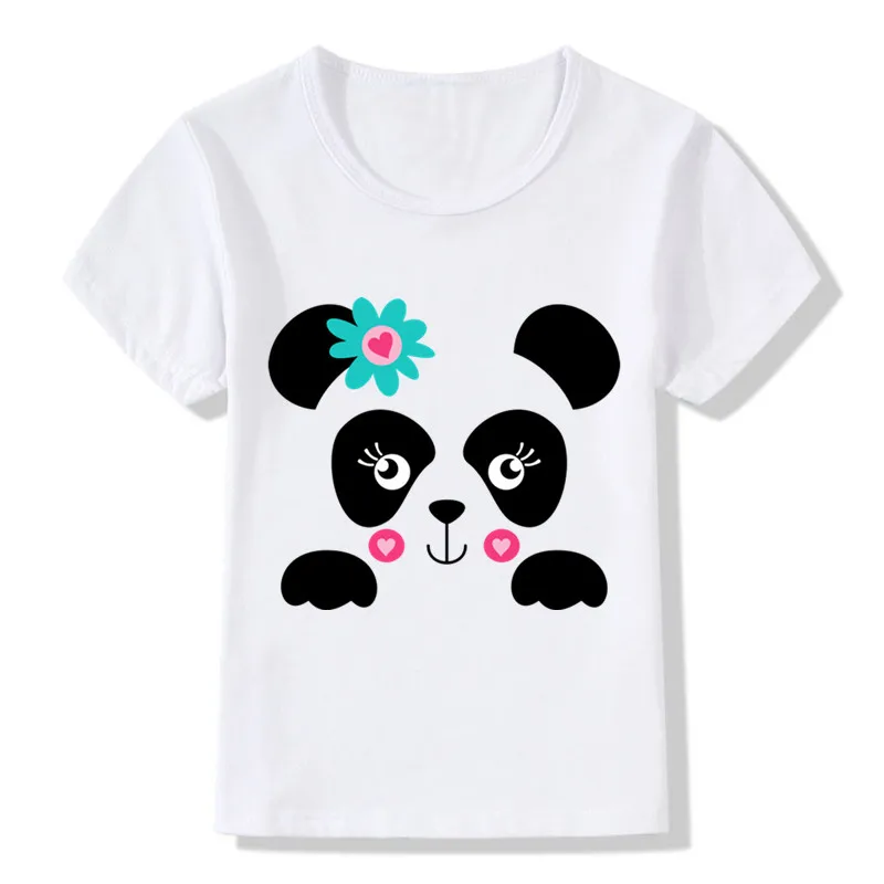 Детская забавная футболка с изображением милой панды детские летние топы, футболка с короткими рукавами для девочек и мальчиков одежда для