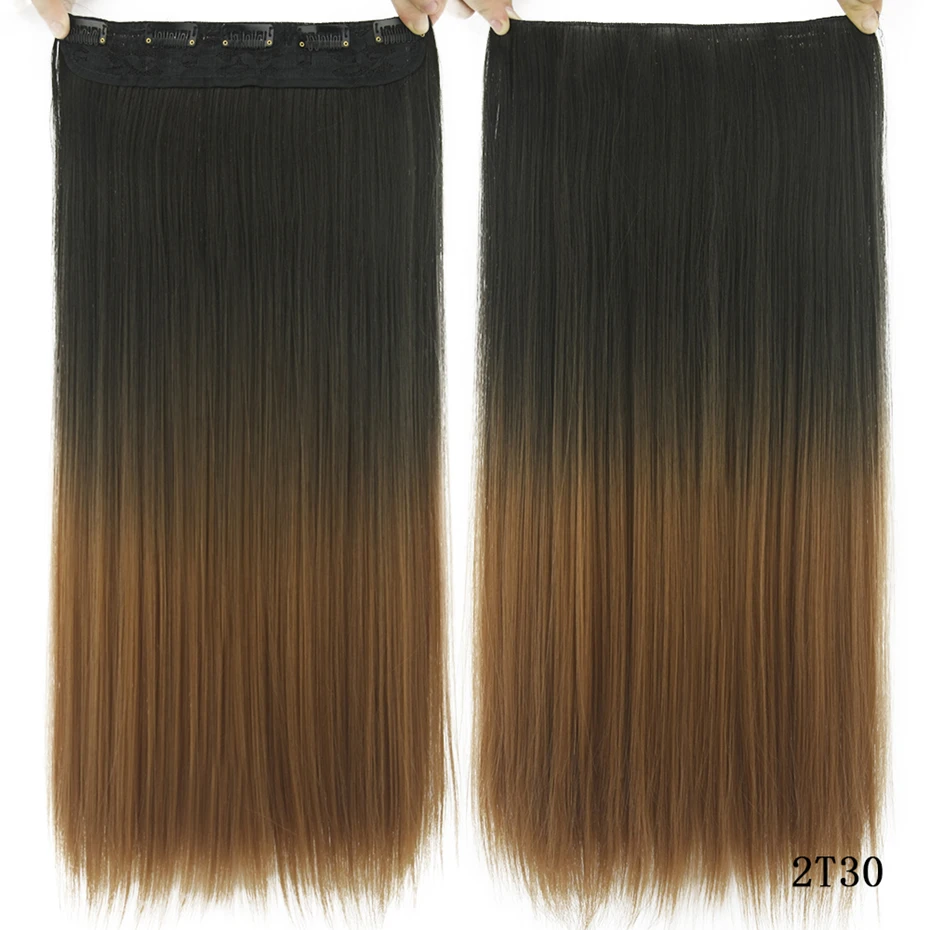 Soowee, длинные прямые волосы коричневого и светлого цвета, натуральный цвет, женские волосы с эффектом омбре, высокая температура, синтетические накладные волосы на заколках - Цвет: 2T30