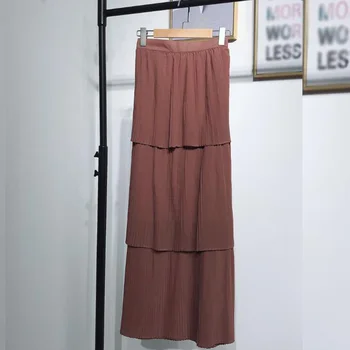 

2019 Autumn Women Skirt High Waist Solid Color Cake Layer Ruffles Pleated Maxi Skirts Wedding Party Bridesmaid Long Skirt Jupe