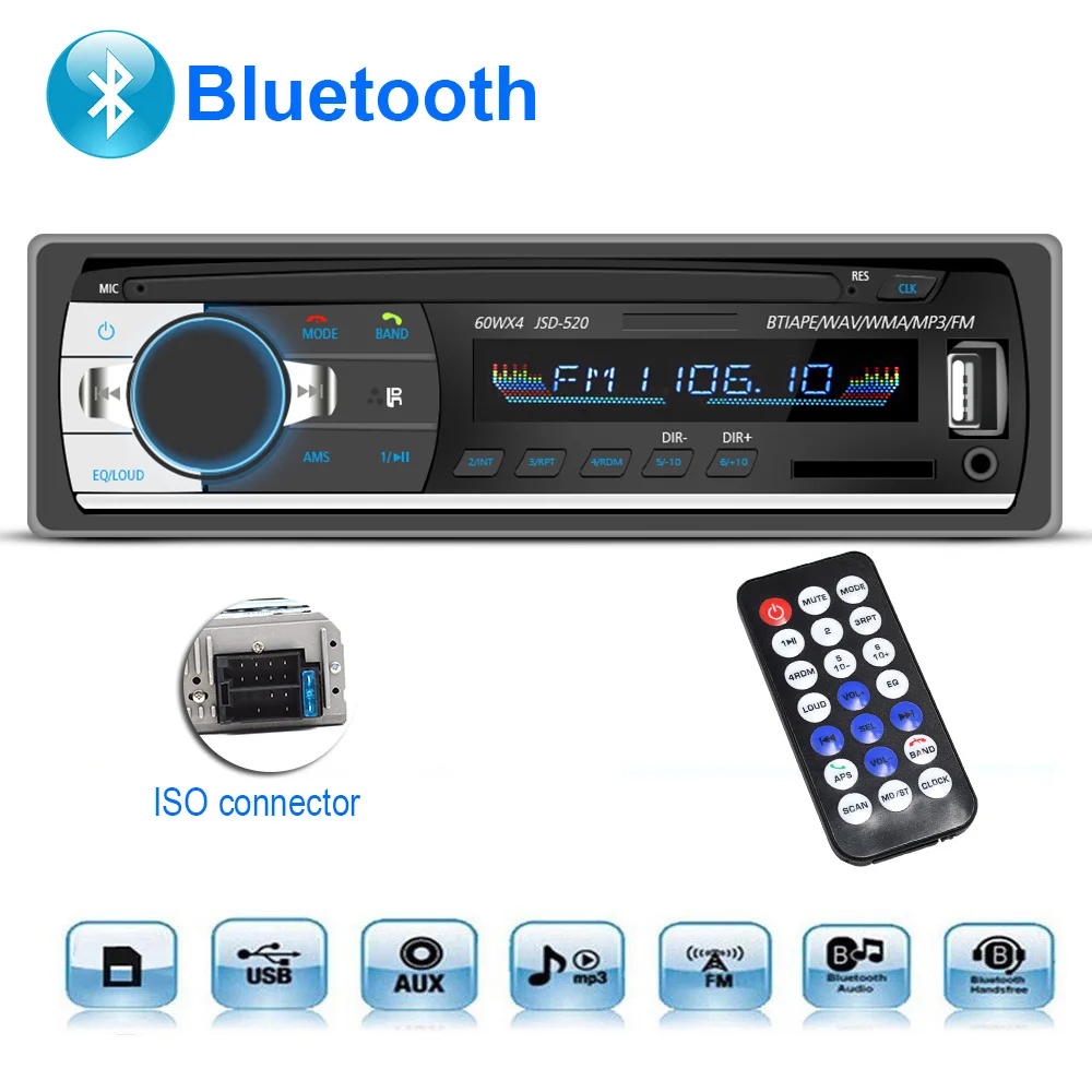 preço 1 pc Subwoofer Estéreo de Rádio de Carro com Bluetooth e Usb Auto Rádio 1.din Pioneiro Hd Car mp3 Player Multimídia para eletrônica do carro