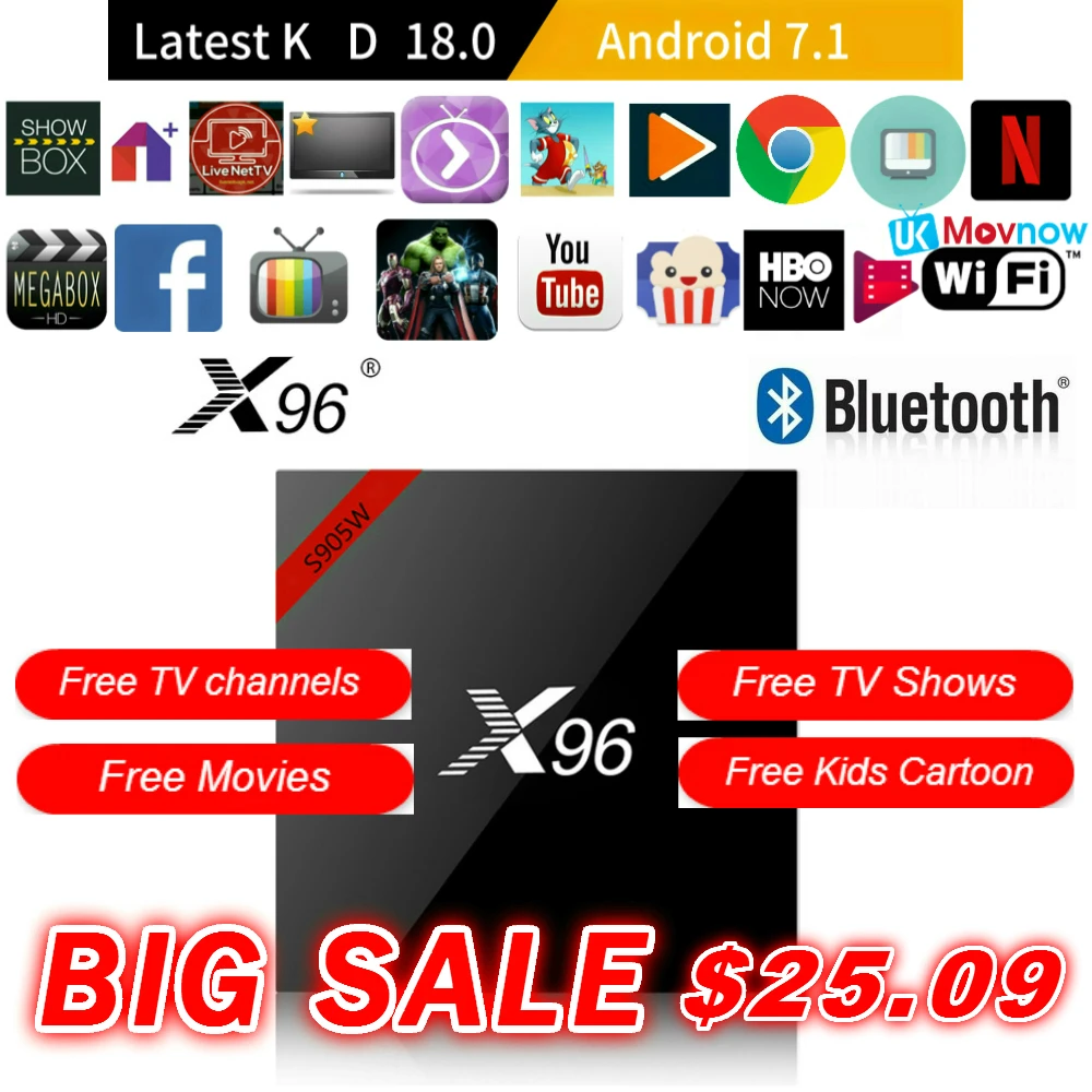 

X96 X96W Android TV BOX Android 7.1 OS Amlogic S905W 1GB/8GB 2GB/16GB Bluetooth 4.0 2.4GHz WiFi HD 4K Smart TV Box Media Player
