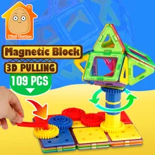 2018 Nova 109 PCS Blocos de Construção de Construção de Plástico Magnético Designer Iluminai Bricks 3D DIY Crianças Brinquedos Educativos