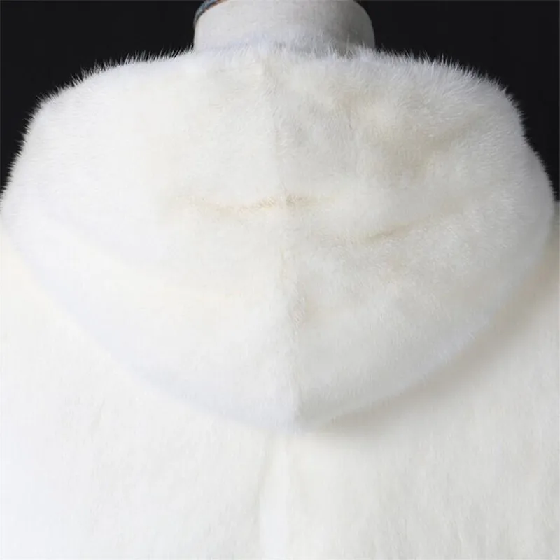 LUO XIU 4XL шуба мужская шуба из искусственной норки мужская куртка с капюшоном мужская норковая шуба, чисто белая Шуба Зима