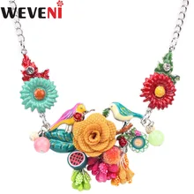 WEVENI массивное металлическое колье-чокер в виде цветов и птиц, колье с подвеской на цепочке, модные аксессуары, ювелирные изделия из эмали для женщин