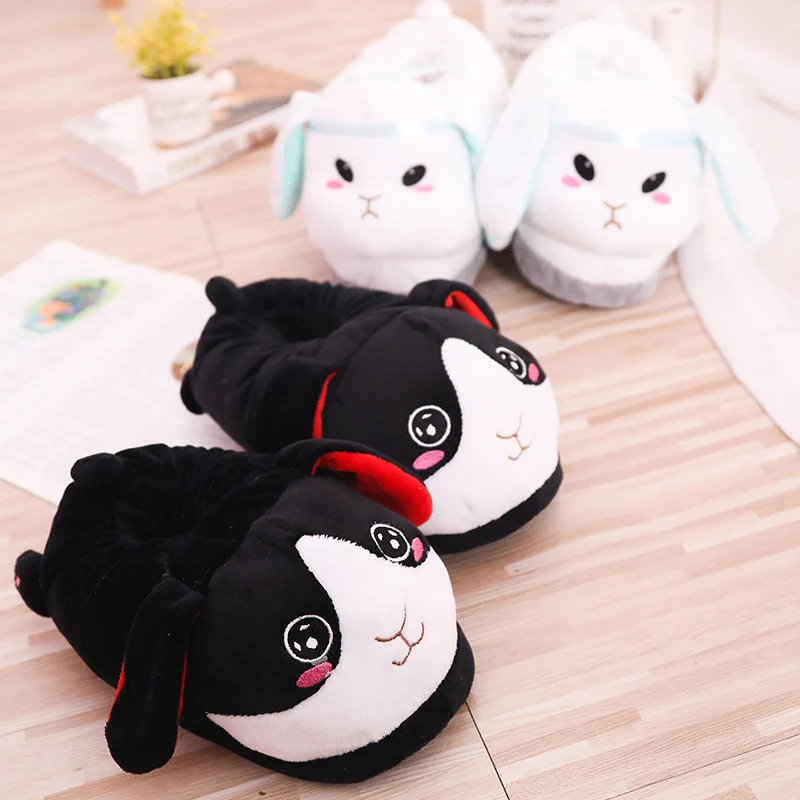 

1 pc cute Crazy Bunny Slippers Anime Bunny Shoes Home Couple Slippers White Rabbit Black Rabbit Slippers Large Size Slippers