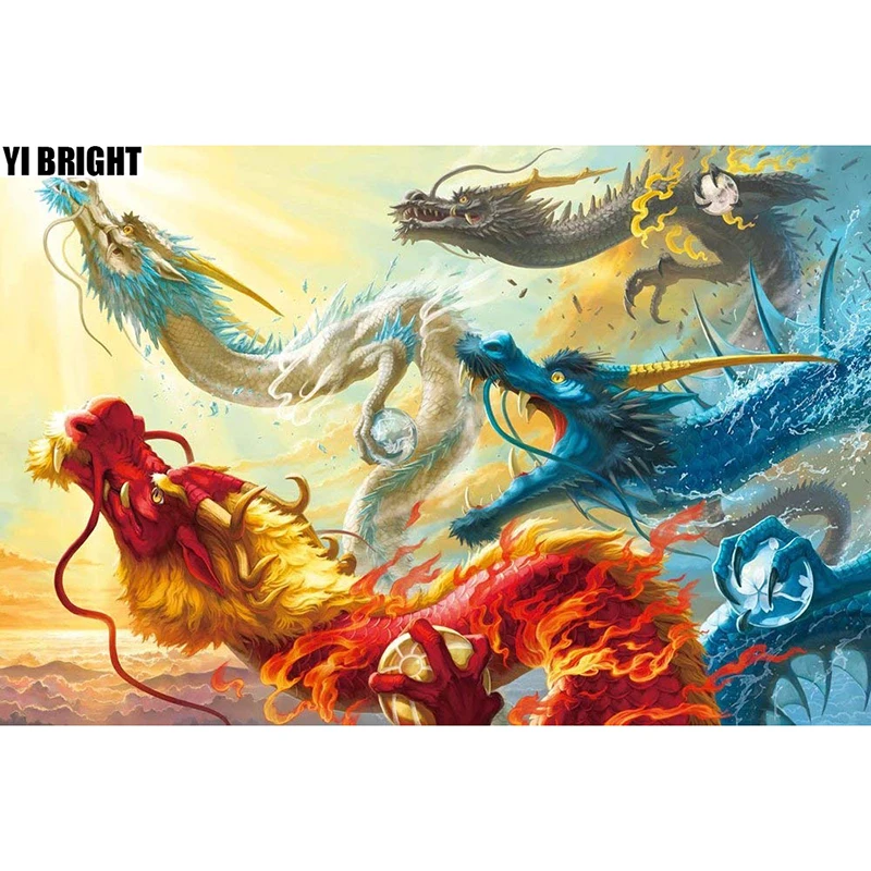 

Cross Stitch Diamond Embroidery,"Four Chinese Dragon King Of Four Sea" Patterns Full 5D Diamond Painting Rhinestones Mosaic GT