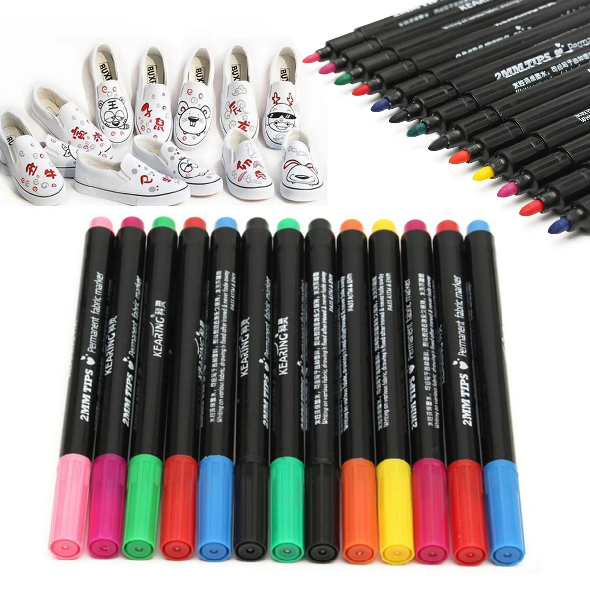13pcs/lots  Fabric Marker Pens Permanent Colors For DIY Textile Clothes T-Shirt Shoes