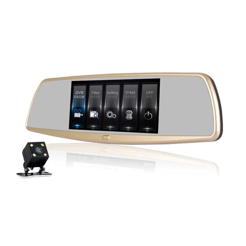 

5" Rearview Video Recorder Mirror Dual Camera DVR TPMS G-sensor Car Recorder HD 1296P Tire Pressure Monitoring System