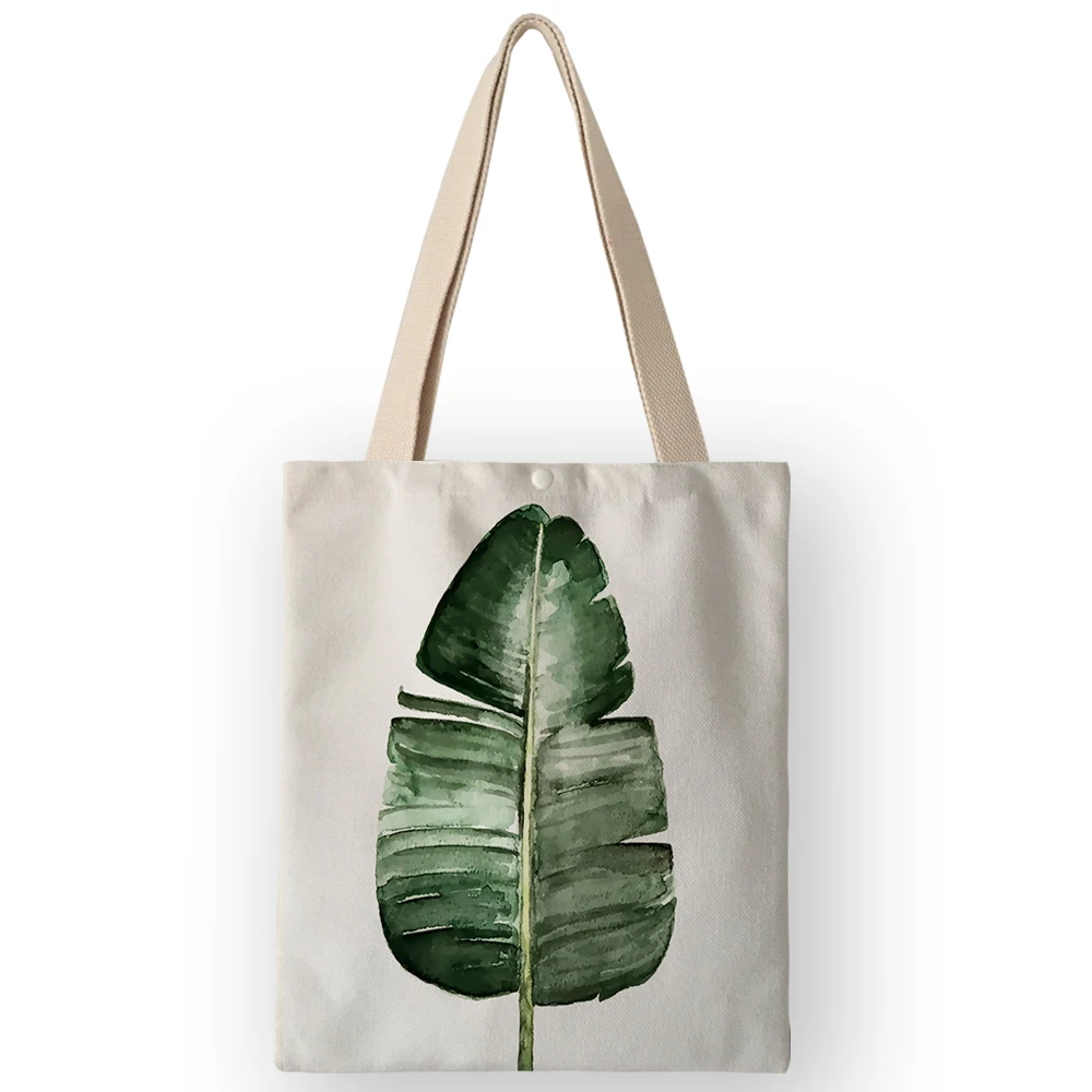 Leaves Tote Bag, Tree of Life Inspired Botany Flora Round Icon Simplistic Print, Cloth Linen Reusable Bag for Shopping Books Beach and More, 16.5 inch