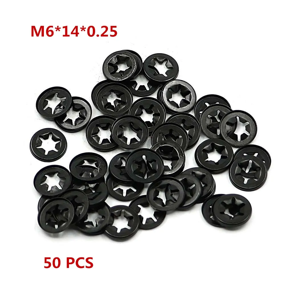 50PCS Push on Retainer Locking Starlock Washer Flat Clips Fasteners