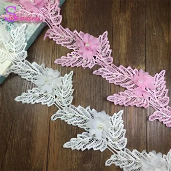 

15Yards Leaves beads Chiffon Lace Trim Wedding Dress Bridal Lace Fabric DIY Craft Clothes Hair Accessories