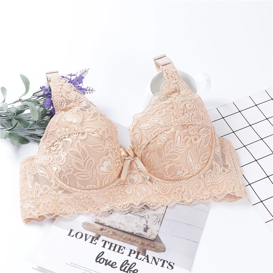 New Full cup thin underwear bra extra large adjustable lace women's bra ...