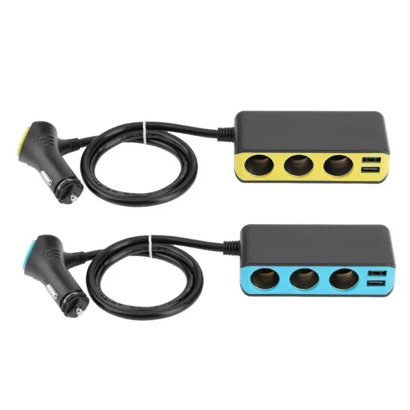 3 сторонний выход розетка для автомобильного прикуривателя Разветвитель + 2USB