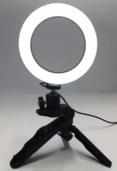 

Photo Ring LED 14.5cm Photographic Lighting+Tripod Phone Video Photography Ring Light USB Line 3000k-6000k White Yellow Color