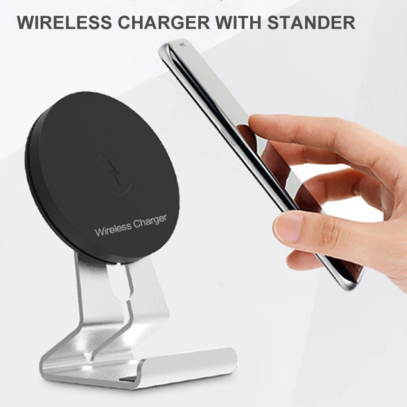 QI Fast Wireless Charger Aluminium Stand Thin Wireless