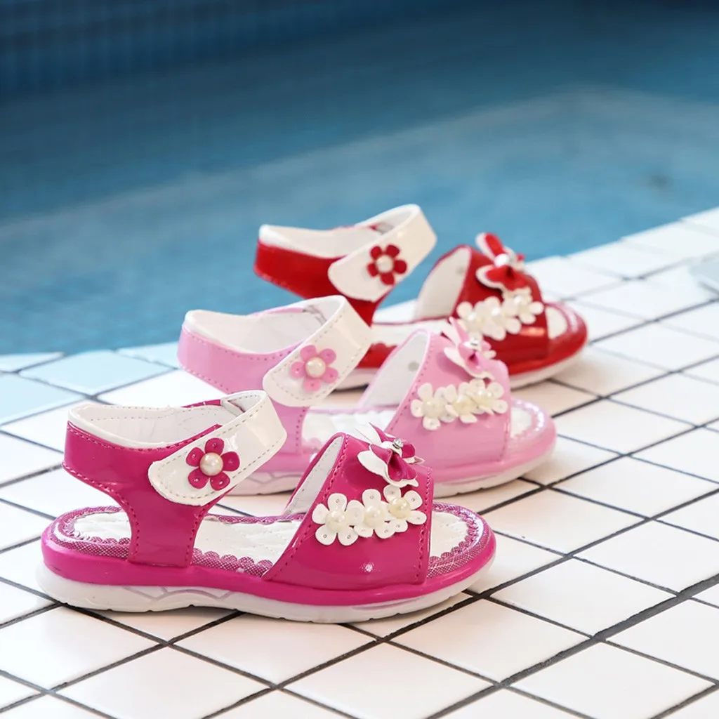 toddler girl sandals Children Infant Kids Baby Girls Pearl Bowknot
