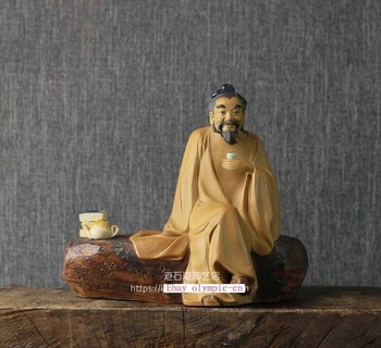 

10'' china porcelain pottery carvings chinese Tea Science scientist Lu Yu statue
