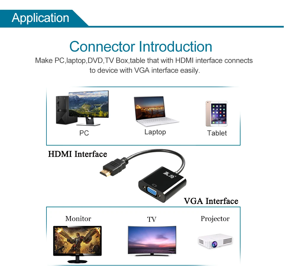 Male to Female 1.4 Version HDMI to VGA Converter HD Adapter Cable  (3)