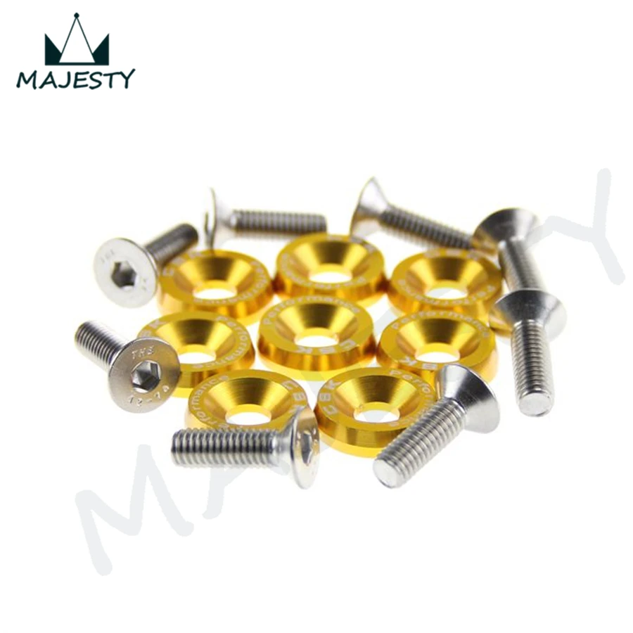 8PCS M6 WIDE HEX SCREW BOLT BUMPER FENDER WASHER ANODIZED ALUMINUM goldin Nuts & Bolts from