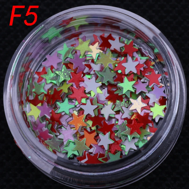 

1set 12 boxes Stars Shape Nail Sequins Paillette Size 2mm Glitter Rhinestones for 3D Nail Salon Art Decoration tools