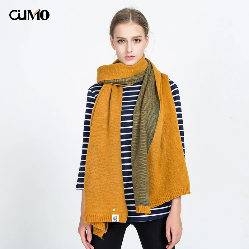 

Ou Mo high quality 2019 new womens scarf Knitting wool Cashmere scarf student Unisex Solid color Bib 220*50cm