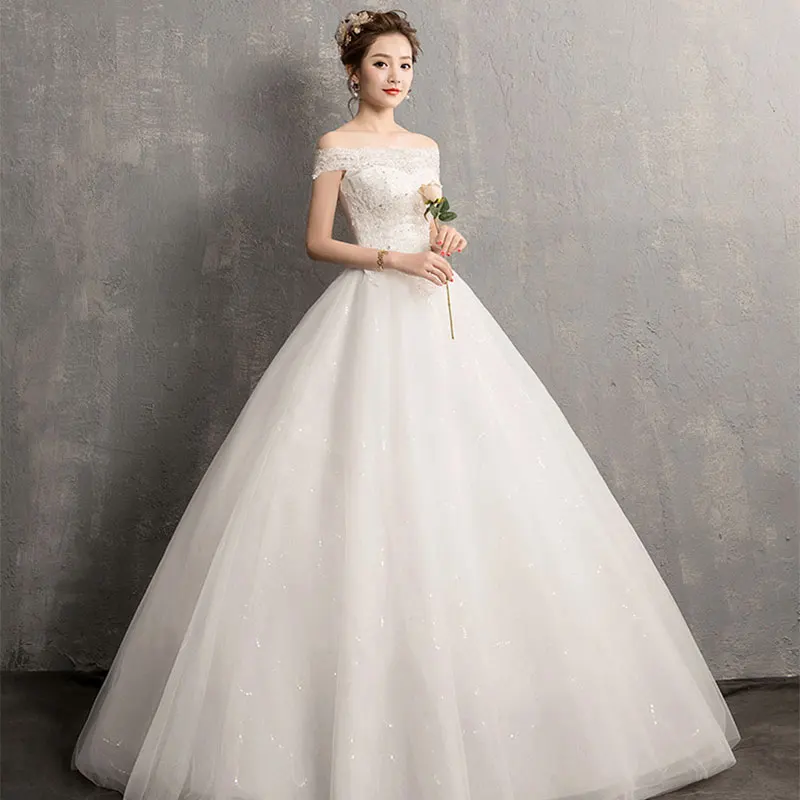 

SERMENT Free Shipping Simple and Elegant White Long Train Wedding Dresses 2019 New Plus Size Private Custom Bling Bridal Gowns