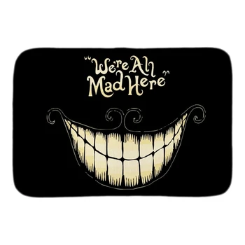 

We're All Mad Here Funny Doormat Alice In Wonderland Entrance Door Mat Indoor Bathroom Floor Mat Soft Short Plush Fabric