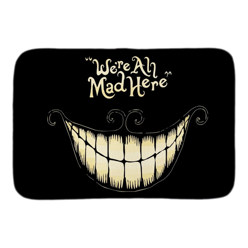 We're All Mad Here Funny Doormat Alice In Wonderland Entrance Door Mat Indoor Bathroom Floor Mat Soft Short Plush Fabric We're All Mad Here Funny Doormat Alice In Wonderland Entrance Door Mat Indoor Bathroom Floor Mat Soft Short Plush Fabric