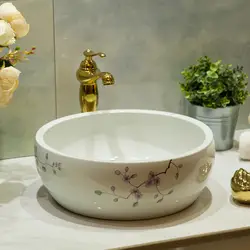 Ванная комната над столешницей керамическая раковина умывальник для ванной промывка бассейна Цветок Ручная роспись сливы LO620158