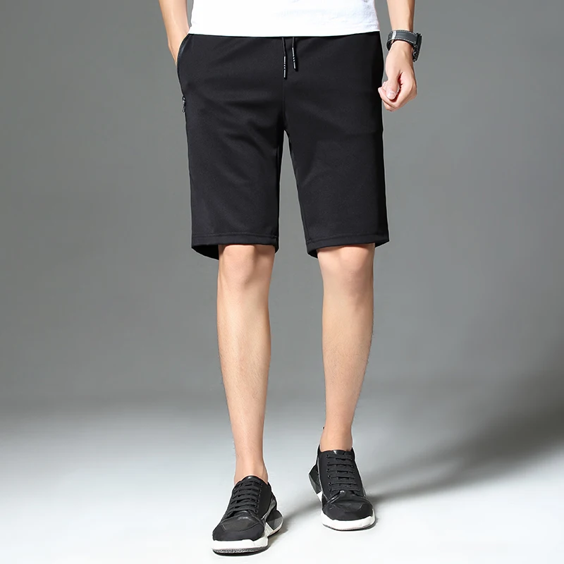 

men shorts summer secure pocket short pants black knee length street fashion plain pants size M to 5xl