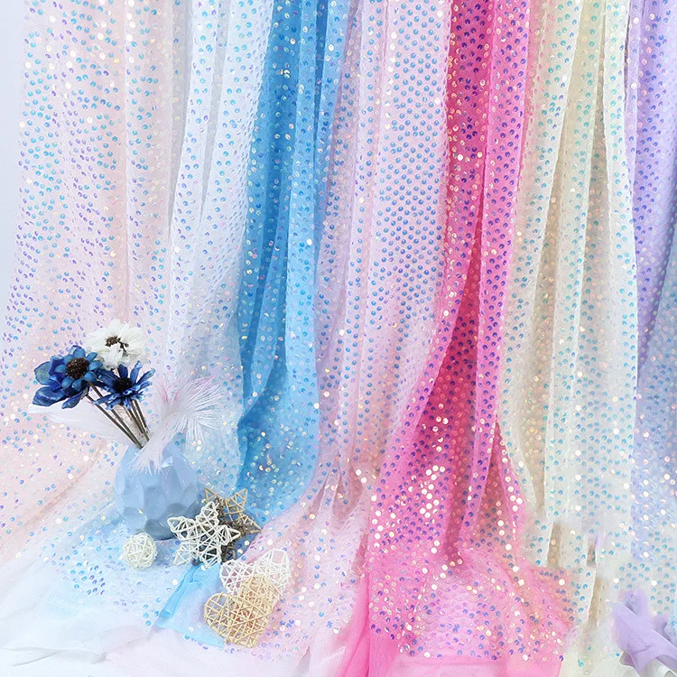 6 мм голографическая цветная лазерная блестка ткань сценическая одежда свадебное украшение из ткани сетка Марля фоновая ткань