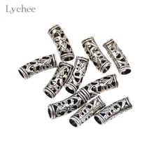 Lychee, 10 шт./лот, античный, кремовый цвет, металлический, Цветочный, для волос, оплетка, дреды, бусины, клипсы, манжеты, головные уборы, ювелирные изделия для мужчин и женщин