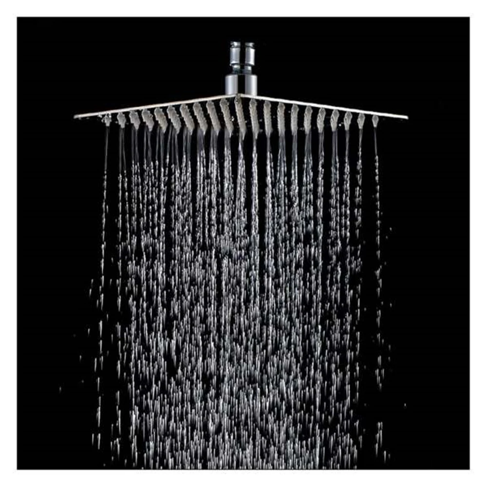 

8"Large Square Chrome Plated Water Rain Fall Bathroom Overhead Shower Head 360Deg Rotatable Stylish Water Saving Bath Showerhead