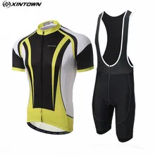 XINTOWN Желтый велосипед Джерси нагрудник шорты набор Мужская велосипедная одежда велосипедный Топ нижний костюм Ropa Ciclismo велорубашка MTB рубашка блузка