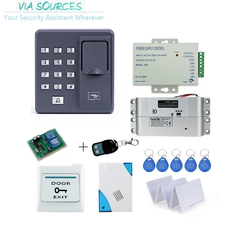 

Free Shipping X6 Fingerprint Access Control Keypad Kit Biometric Scanner for Electric Door Lock DC Power Supply 125KHz Tag