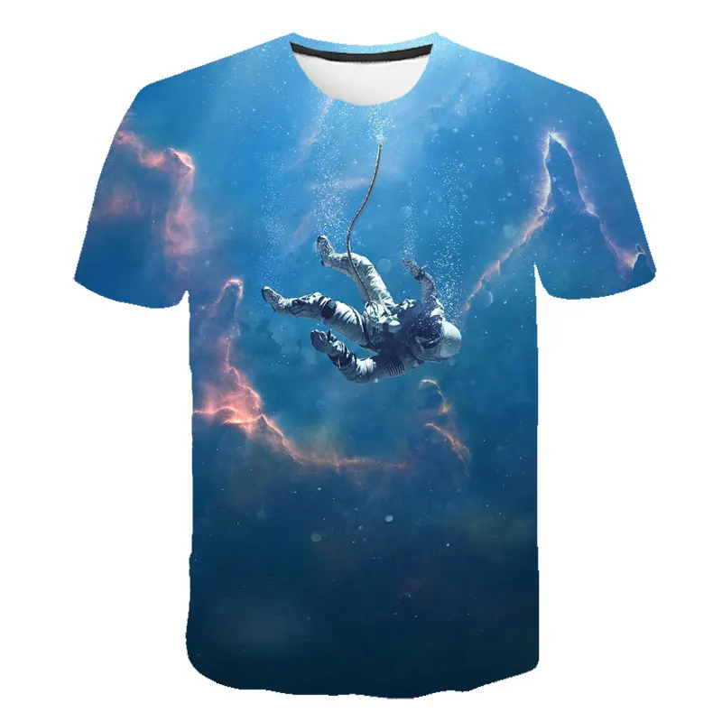 Детская футболка с космосом космонавты короткие футболки для девочек Детская жилетка одежда для малышей Топы для мальчиков, футболки для подростков - Цвет: picture color