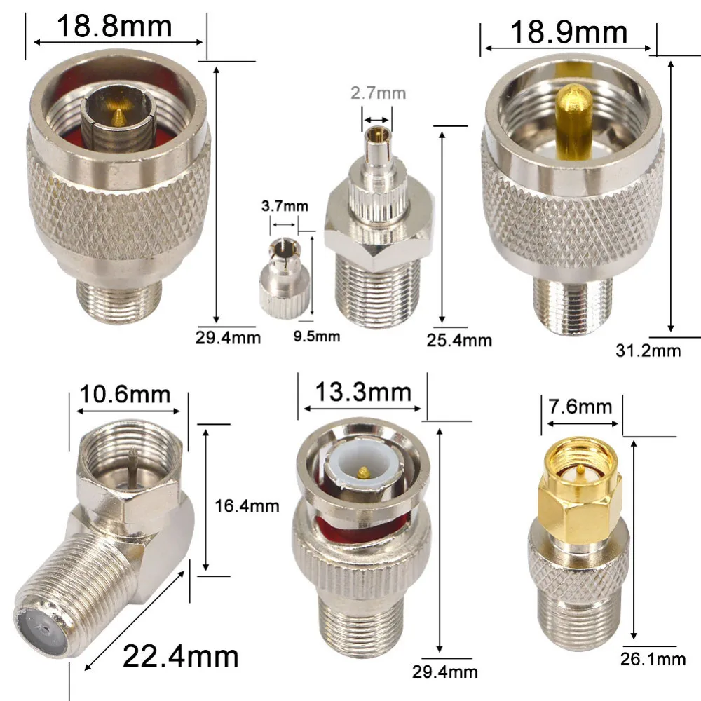 SMA к N BNC UHF F TS9 CRC9 Тип комплекты разъемов N двойной штекер BNC SMA UHF двойной штекер RF адаптер 18 Тип