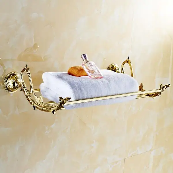 AUSWIND Antique Gold Leaf Towel Rack Art Design for Europe Bathroom
