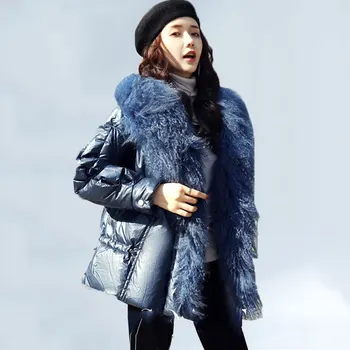 

2019 Fashion Winter Women Down Jacket Short Down Coat Beach Wool Large Fur Collar Loose Short Outwear Women chaqueta mujer 391