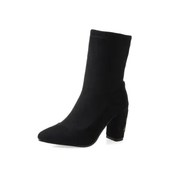 

Small size 3233 pointed whom high boots with thick with joker, 40-46 female boots