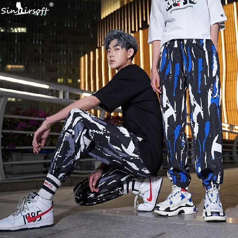 

Tie Dye Drawstring Waist Full Length Pencil Pants Men High Street Colorful Printed Hip Hop Style Trousers Loose Summer Fashion