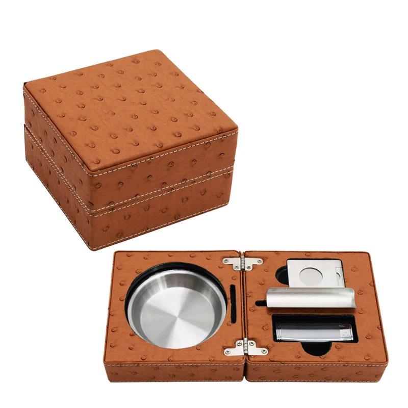 Buy OSTRICH LEATHER Pattern SMOKE TRAVEL SET Table