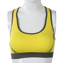 Бесшовные спортивный бюстгальтер Топ удобный бюстгальтер Push up для спорта-желтый