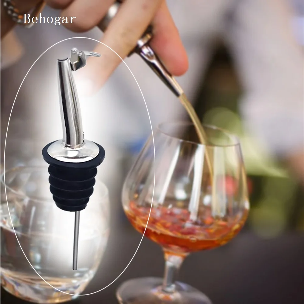 Behogar 6pcs Stainless Steel Flow Whisky Liquor Drinks Wine Oil Bottle